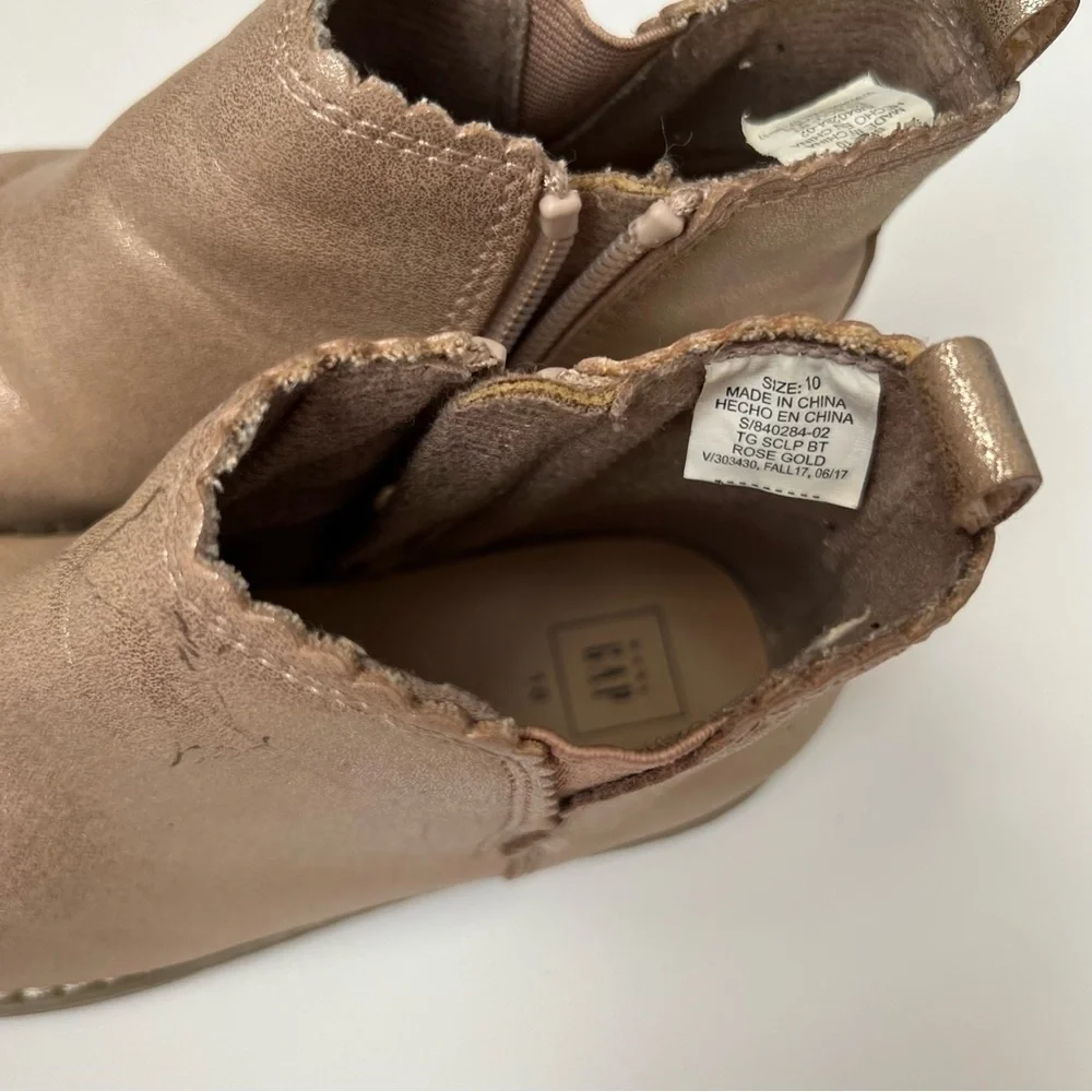 GAP| Kids Ancle High Rose Gold Boots with side zipper closure- Size 10